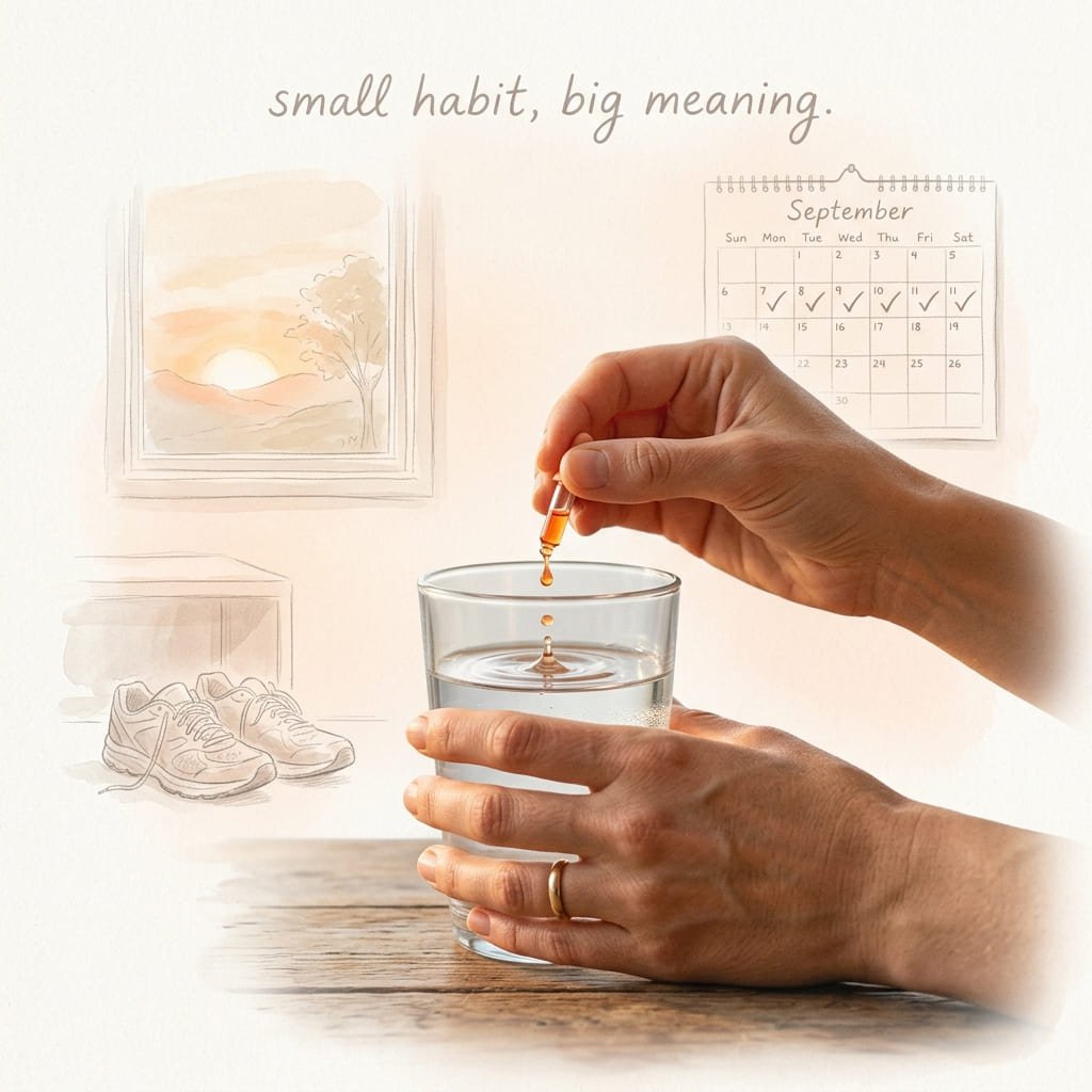 Hands dropping liquid into glass