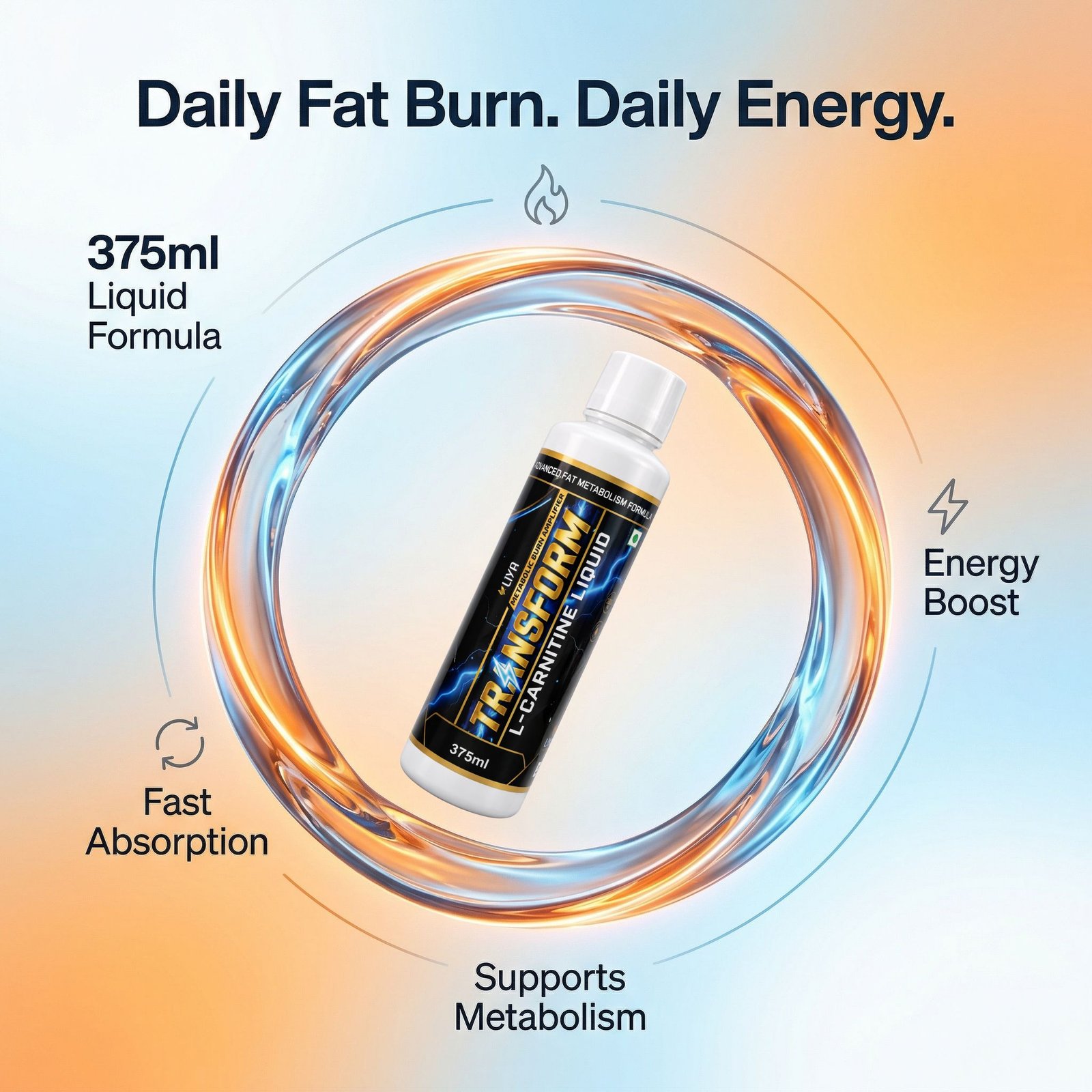 Liya Transform L-Carnitine Liquid 3000mg with Caffeine | Fat Burner & Energy Boost | 375ml